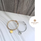 « Siam » Bangle armbånd gullbelagt med rund graveringsplate thumbnail